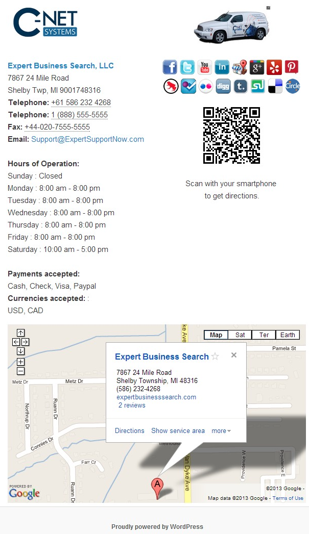 Hình ảnh hiển thị của plugin Local Search SEO Contact Page